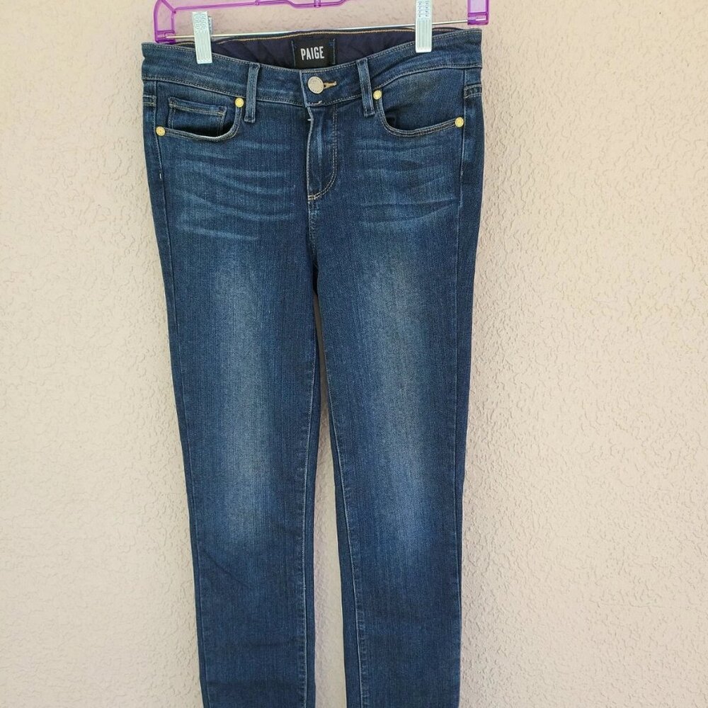 Paige Women's Skyline Skinny Ankle Dark Wash Low Rise Jeans Sz 27